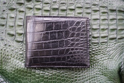 Full Black Genuine Crocodile Skin Leather Men's Bifold Wallet #M51