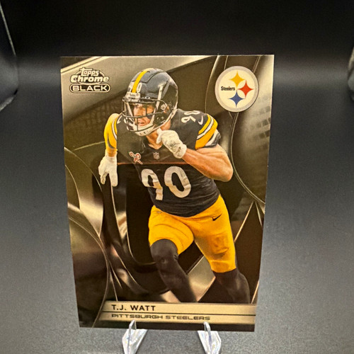 2025 Topps Chrome Black T.J. Watt [Green Wave Refractor] #85 card