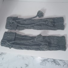Armwarmers 16 Inch Fingerless Gray Color One Size Tassels Cable Knit