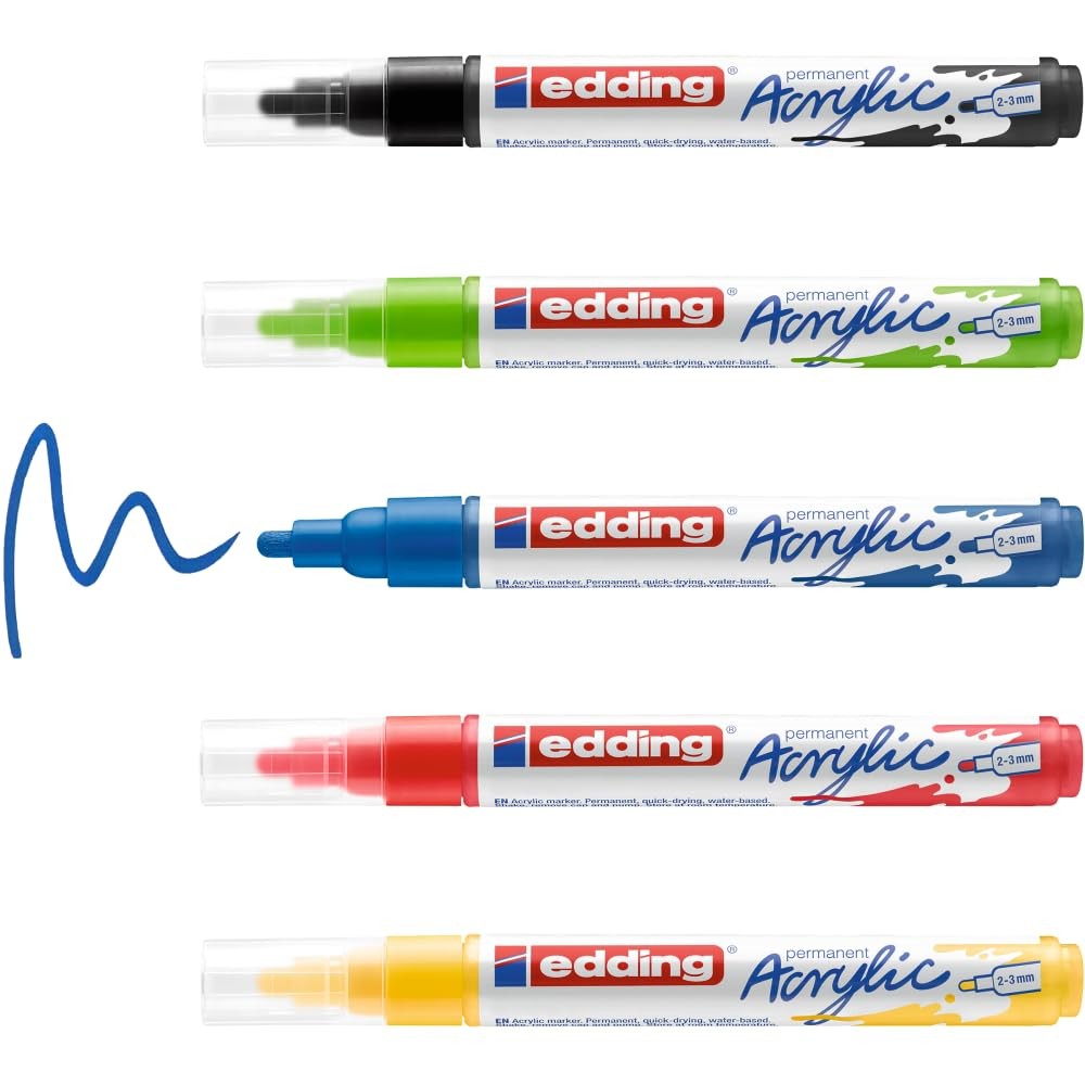 акриловый маркер edding 5100 - черный красный синий желтый желто-зеленый - акриловая краска 5590₽