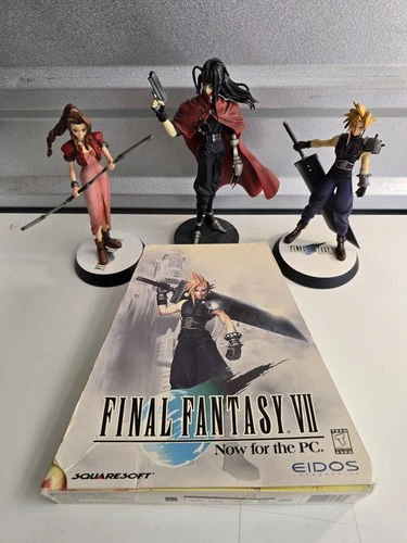 Final Fantasy VII - US Big Box Trapezoid Edition PC. And 3 figures.( READ).