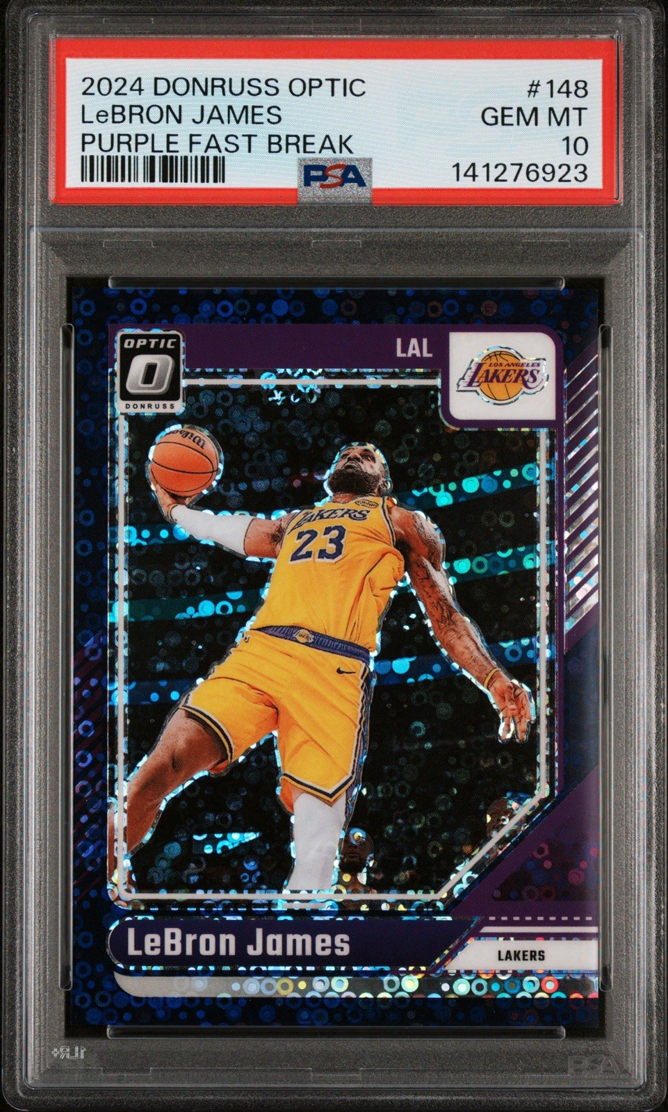 2024 Donruss Optic LeBron James Purple Fast Break PSA 10 #01/99 Color Match