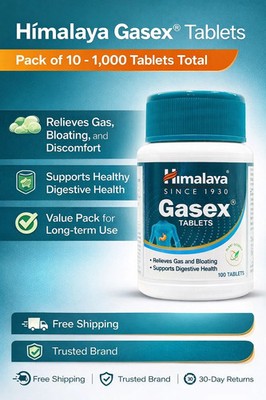 Himalaya Gasex Tablets Ayurvedic Herbal Wellness 1000 Tabs Exp 07/2028