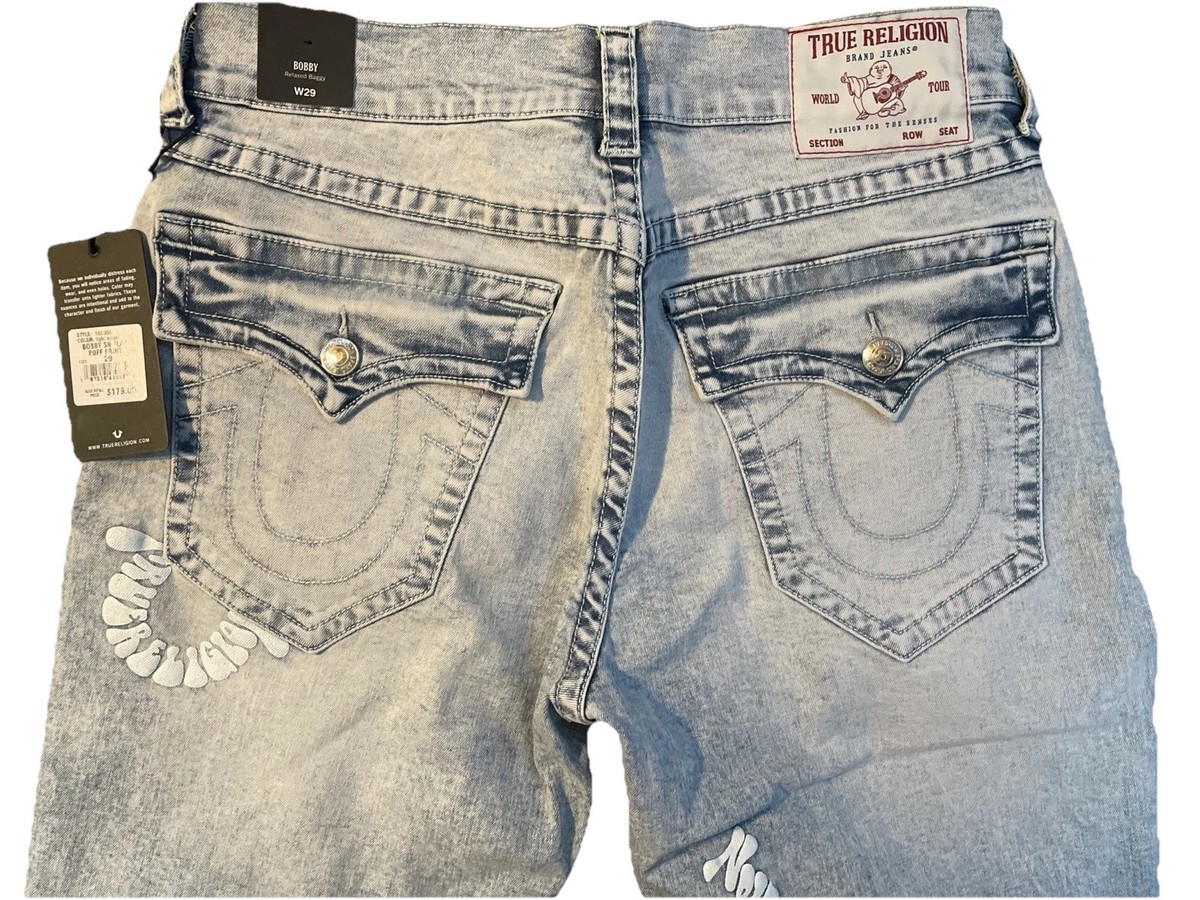 TRUE RELIGION MENS JEAN BOBBY WARPED PUFF PRINT BAGGY JEAN | eBay