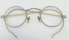 Victorian Era Antique Round Metal Spectacles Engraved Silver Gold Tone