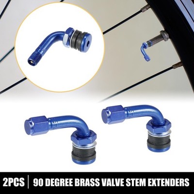 2 Pcs Motorcycle 90 Degree Tire Valve Stems Car Wheels Modified Accessory Blue