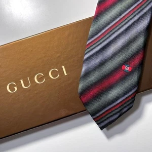 Cravate GUCCI 59,84 pouces verte à rayures toile soie