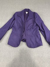 Chicos Womens Purple Blazer Jacket Size 2 Hook Closure
