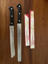 LOT L.C. GERMAIN STAINLESS STEEL CUTLERY PROFESSIONAL 10" 8" BREAD SLICER KNIFE