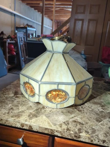 Vintage Stained Glass Hanging Lamp Tiffany Style 16” Fruit Pendant Light