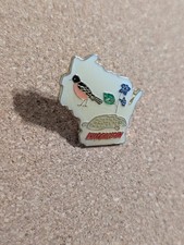 Wisconsin State Outline Lapel Pin - Hat Map Robin Badger Violet Travel Souvenir