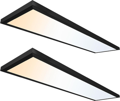Slim 1X4 Ft Dimmable Ceiling Light Panel - 3CCT Adjustable, Matte Black, 2 Pack