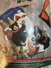 Bucilla Christmas Stocking Felt Appliqu  Kit Black Bear Bonfire Maria Stanziani