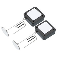 2 Pack Retractable Remote Control Tether 6.6 ft, Black(Round Iron Cap)