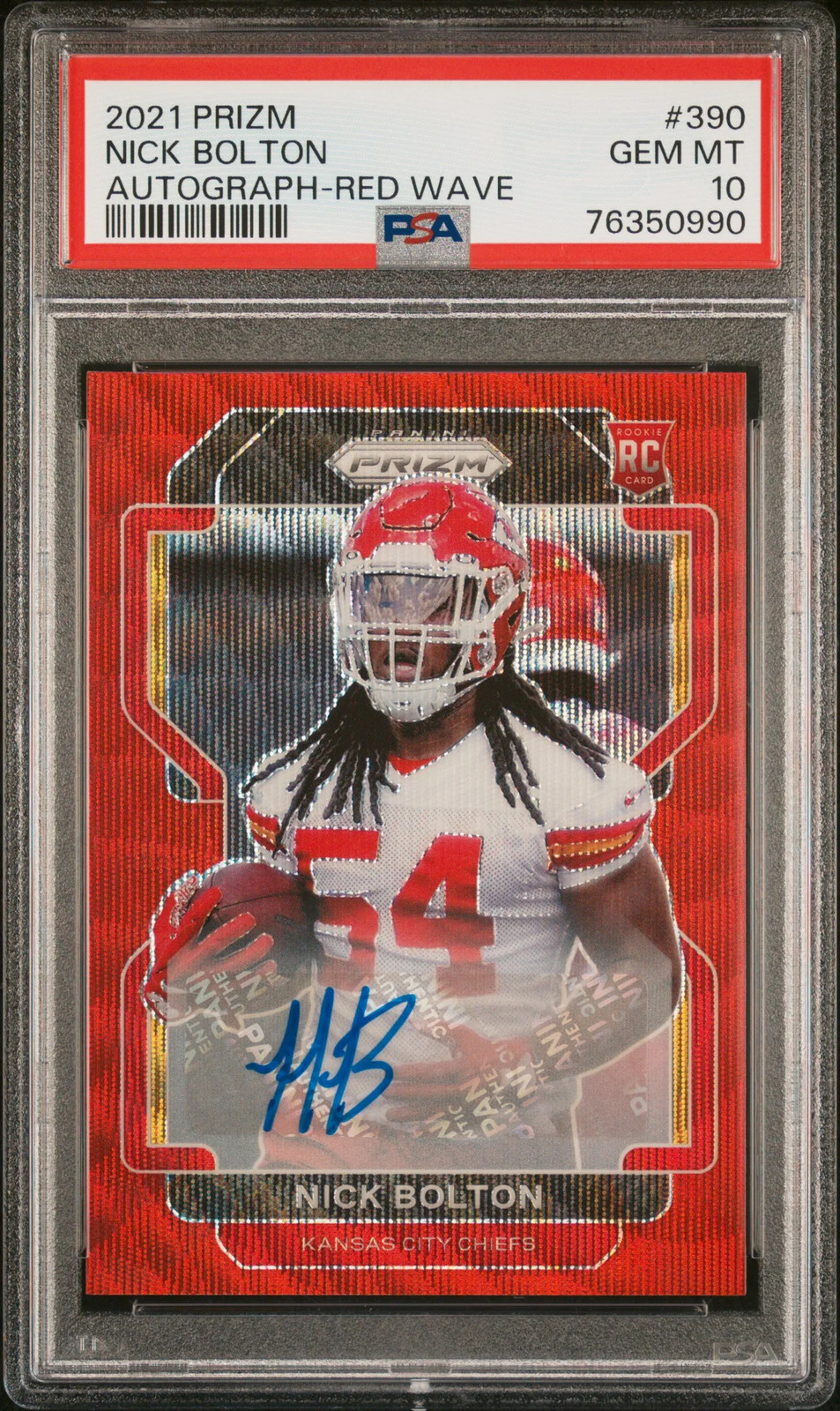 Nick Bolton Panini Prizm #390 Autograph Red Wave