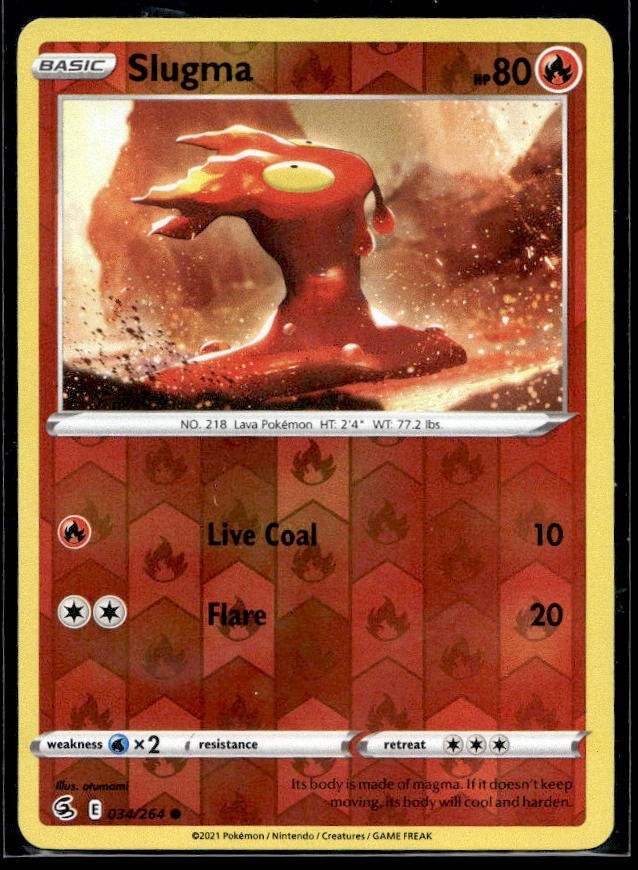 Slugma Pokemon SWSH08: Fusion Strike 034/264 Reverse Holo LP