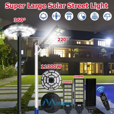 9900000000lm Commercial Solar Street Lights LED Motion Sensor Super Bright+Pole