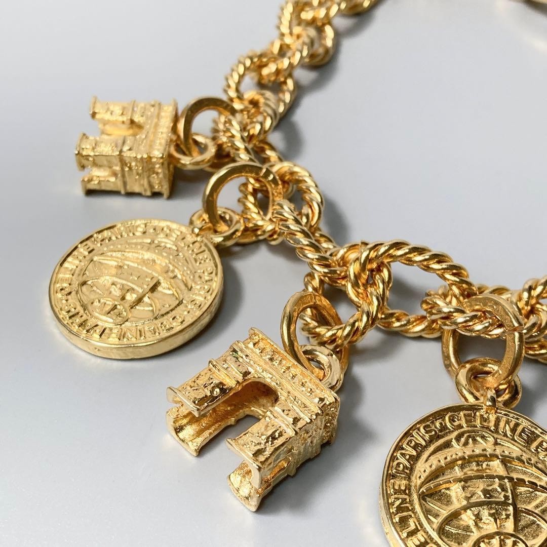 Celine Women Necklace Vintage Chain Gold Limited Edition Rare 2601TK image 2