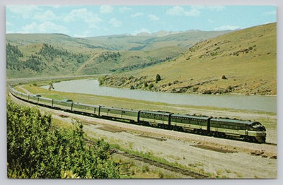 #ad Northern Pacific North Coast Limited Train Yellowstone River Montana Postcard $4.75