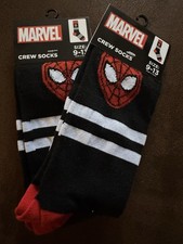 Marvel Spider-Man Crew Socks Men Size 9-13 2 Pair New