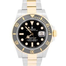 Rolex 2016 PAPERS Rolex Submariner BLACK 40mm Ceramic 18K Gold Steel 116613 LN BOX