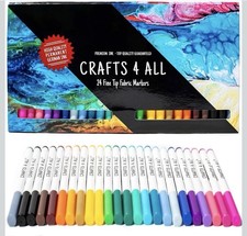 Vibrant 24 Color Fabric Markers - Dual-Tip Pens for Creative Projects RRP £8.99 