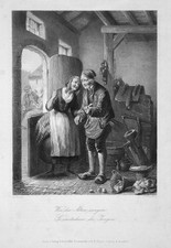 1850 Gesang alt jung Singen Stahlstich steel engraving Bruycker French