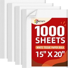 Simetufy 1000 Sheets White Tissue Paper Bulk - 15 x 20 Packing Paper for Moving