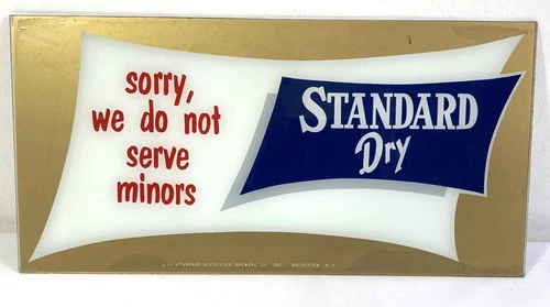 VTG Standard Dry Rochester Brewing Co. Glass Advertising Beer Bar Sign 16x8