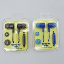2 Pair Groove Onn Earphones Earbuds Headphones Blue, Black 3 Tips 3.5mm Jack