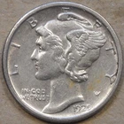 1925-S Mercury Dime AU Cleaned at some time as Pictured L3