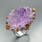 Jewellery 37 ct Natural Amethyst Ring 925 Sterling Silver Size 8 /R471069