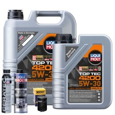 Motoröl 5W30 LIQUI MOLY Top Tec4200 6L+HENGST Ölfilter +Spülung +Cera Tec