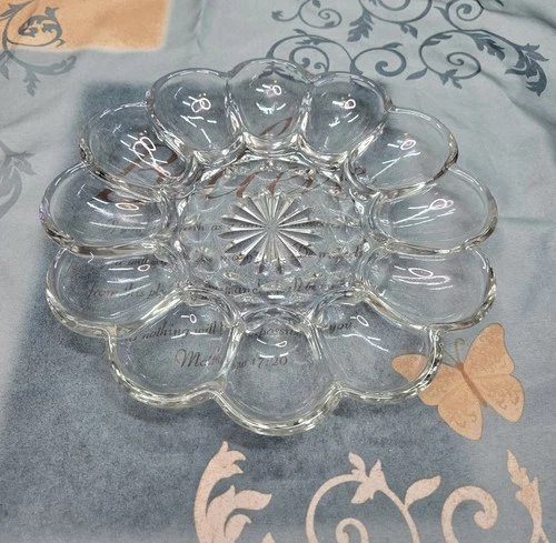 Vintage Anchor Hocking 10" Clear Glass Deviled Egg Plate