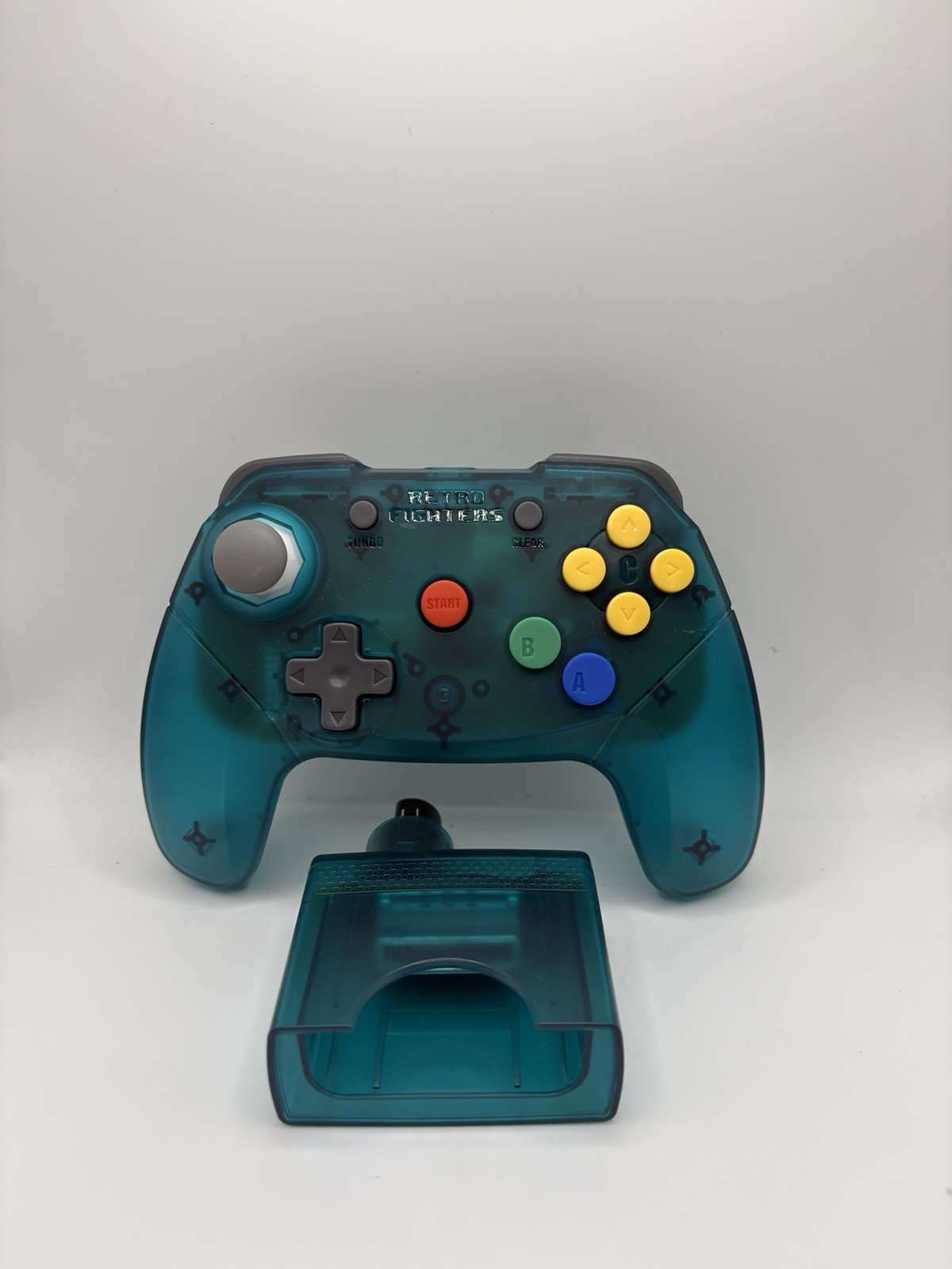 Retro Fighters Brawler64 Clear Blue Controller w/ Receiver for Nintendo N64