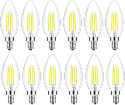 E14 LED Bulb Dimmable,110V 400LM 40W Equivalent Daylight 4w-5000k-12pack