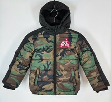 Nike Air Jordan Jumpman Camo Puffer Jacket Green Black Kids Size 6-7 Years