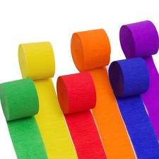 Rainbow Crepe Paper Streamers 6 Rolls 492ft Total 6 Colors Party Decoration