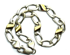 Sterling Silver & 18CT Gold Accents Link Bracelet - 8.5” 9.4 grams