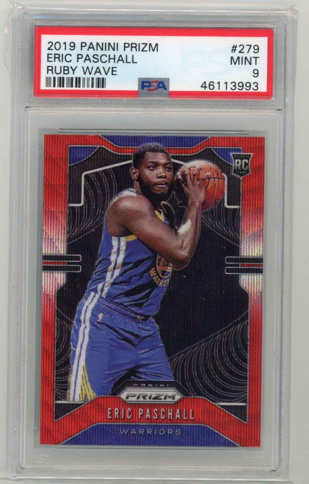 PSA 9 2019-20 PANINI PRIZM 279 Eric Paschall Ruby Wave Prizm Mint Warriors