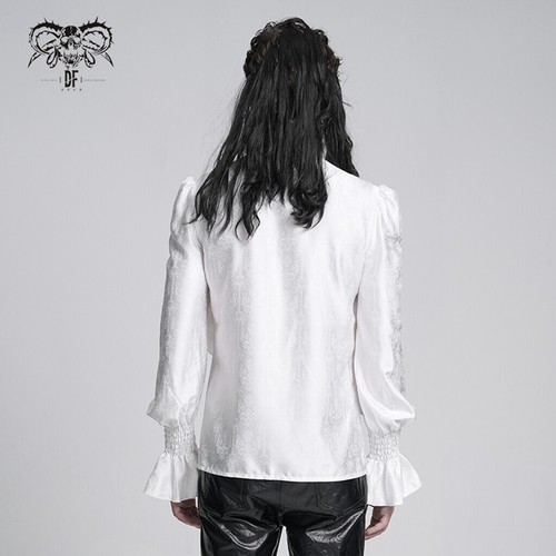 Devil Fashion Men Gothic Punk Vintage Blouse Ruffled Lace Cross Party Shirt - Picture 23 of 27