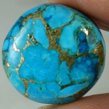 Natural Sky Blue Copper Turquoise Round Cabochon Gemstones 13.25Cts 16x 16x 06mm