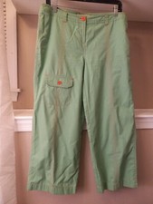 Tommy Hilfiger Women Cargo Cropped Green Pink Pants Size 10 Cotton