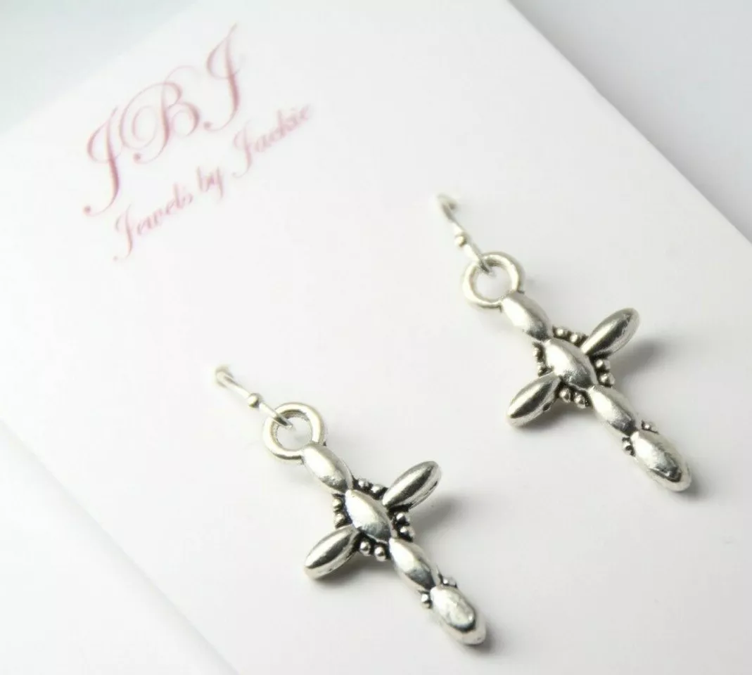 Cross charm earrings sale
