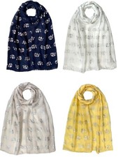 New Women Elephant Foil Print Scarf Light Wight Shawl Wrap Pashmina