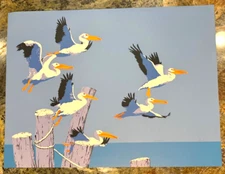 Pelicans Seascape Original by Walt Curlee. Limited Edition 122/300.
