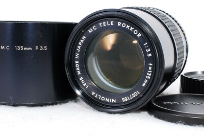 Minolta MC Tele Rokkor 135mm MF Lens SR/MD Mount w/Hood