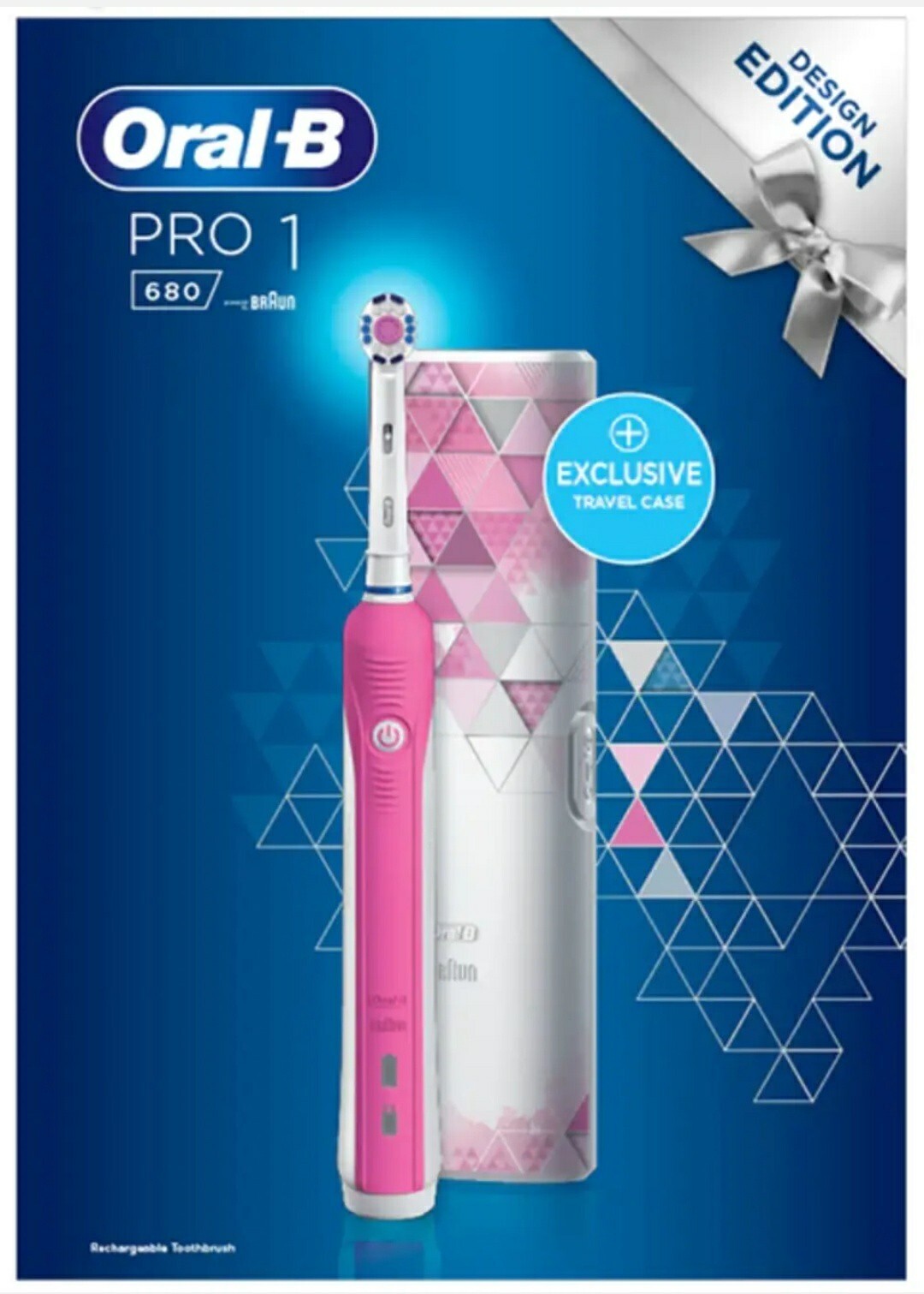 Braun Oral B Pro 1 680 Pink Rechargeable Electric Toothbrush Design Travel Case eBay