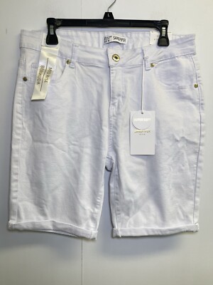 NEW Sandpip Women s Size 16 Denim Bermuda Shorts White 5 Pockets Stretch Soft