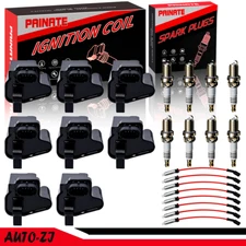 8X Square Ignition Coil & Spark Plug & Wire For Chevy GMC 4.8 5.3 6.0 8.1L UF271